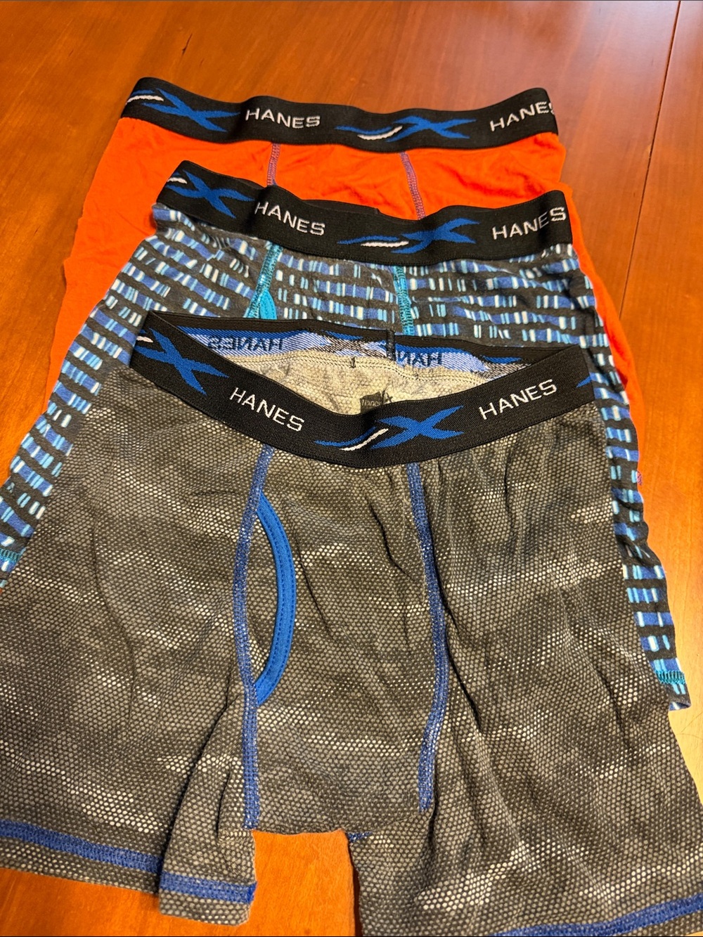 Hanes 3-Pack Boxer Briefs - Black, Blue, Orange